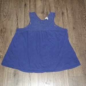 Sanoma - Blue Tank Blouse with Embroidered Shoulders - XL